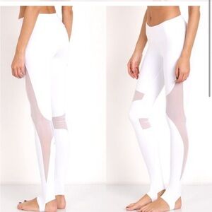 ALO Yoga White Mesh Panel Leggings